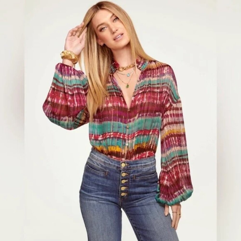 NWT Ramy Brook Vance Tie Dye Blouse, Size S